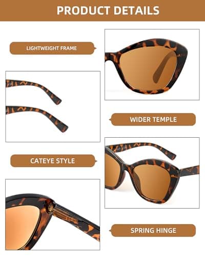 LADEESSE 3 Pack Reading Sunglasses for Women Fashion Cateye Sun Readers Outdoor Reading Glasses UV400 view 3