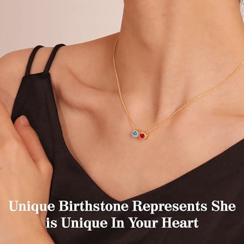 Sistble Birthstone Necklace for Women, Birthday Gifts for Women 14K Gold Necklaces for Teen Girls Dainty 1 to 12 Birthstone Christmas Gift Stocking Stuffers Valentines Mothers Day Jewelry view 3