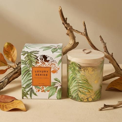 Wild Lily & Vetiver Scented Candles for Home, Large Glass Jar Soy Wax Candle, 7.05oz Luxury Leopard Candle Decor, 55H Burn, Ideal for Mother's Day, Birthday Gift view 5