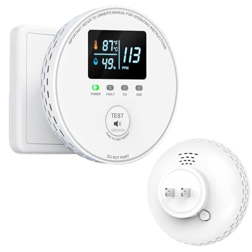 4-in-1 Carbon Monoxide Detectors Plug in, Natural Gas Detector & Carbon Monoxide Alarm with Temperature(°F/℃) & Humidity, Combustible Gas & CO Sensor and HD Display for Home, RV, Apartment