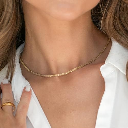 BAYLAY Gold Chain Necklace for Women - 18K Gold Plated Necklace Chain Dainty Gold Necklace for Women Gold Chain Gold Necklace Gold Jewelry Gifts Size 16/18/20/22/24/26 Inch view 2