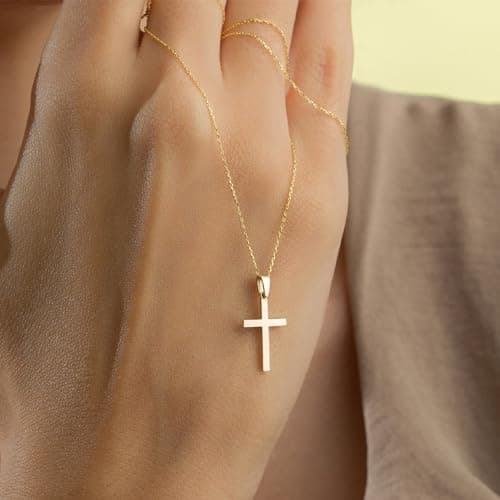 JNZSSWHJJH Easter Basket Stuffers - Cross Necklace for Women 18K Gold Plated Cross Necklace Dainty Gold Necklace for Women Teens Girls Gold Jewelry Easter Religious Christian Gifts view 3