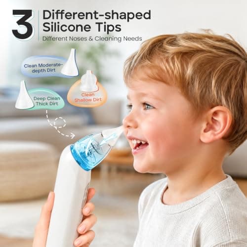 Baby Electric Nasal Aspirator, 3 Suction Levels, 3 Interchangeable Silicone Tips, Music & Light view 3