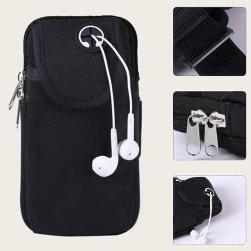 New Sports Music Mobile Running/Waterproof Wrist Bag arm Bag for Men and Women Mobile arm Strap, Suitable for iPhone and Android, Use for Running, Walking, Hiking & Biking (Black) view 3