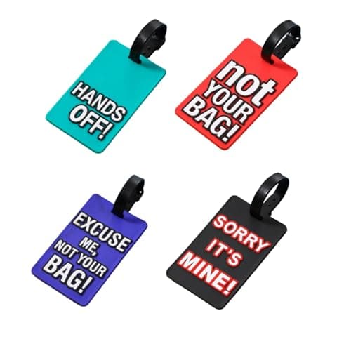 Funny Silicone Luggage Tag, Colorful Unique Baggage Handbag Travel Suitcase Tags with Name ID Card for Women Men (Multicolor, Set of 4) view 1