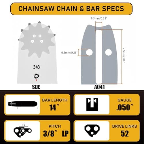 ZIYIZE 12 Inch Chainsaw Bar & Chain Combo – S45 3/8" LP Pitch .050" Gauge 45 Chain Drive Links, Low-Kickback for Craftsman, Greenworks, Poulan, Remington, Echo, Ryobi, 4 Chains + 1 Guide Bar view 3