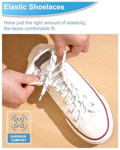 Neo-wows Elastic Shoe Laces, 2 Pairs No Tie Stretch Shoelaces for Sneakers, Slip On Laces for Kids & Adults view 3
