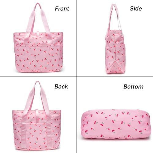 mcuvaec Corduroy Tote Bag for Women, Foldable Tote Bag With Zipper, Large Shoulder Bag, Purses and Handbags for Work Travel view 2