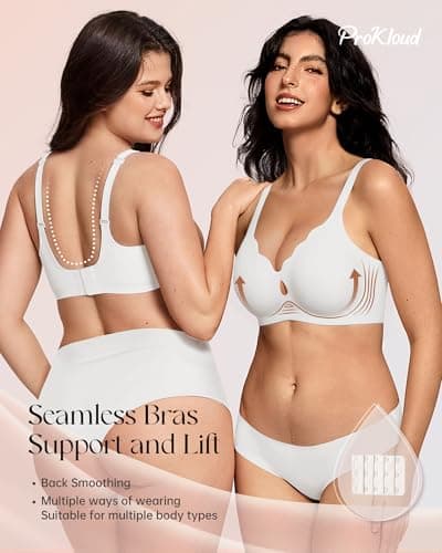 ProKloud Wireless Bras for Women Wave Push Up No Underwire Bralettes Seamless Full Coverage Support Lift Everyday Bra view 3