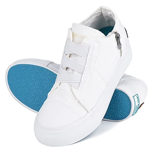 JENN ARDOR Wedge Sneakers for Women Fashion Canvas Shoes Casual Platform Hidden Heel Womens Slip On Sneaker Non Slip Side Zipper view 6