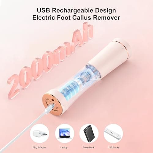 VISDOLL 2026 Upgrade Electric Foot Callus Remover, Ergonomic Foot File with 3 Speeds, Rechargeable, 20 Disposable Sandpaper Discs, Professional Pedicure Tool for Dead Skin & Calluses - Beige view 3