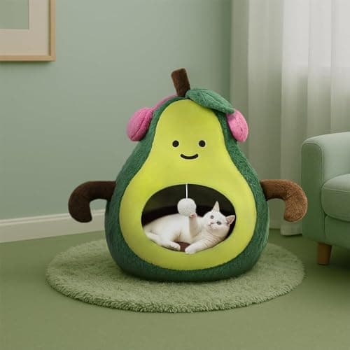 MOYMO Cute Cat Beds for Indoor Cats, Small Dog Beds, Soft Washable Pet Beds for Kitten and Puppy, Funny Avocado Cat Cave Cat Toys, 19 Inches view 4