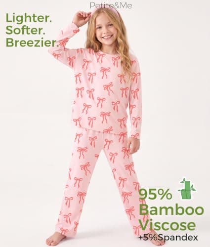 Petite&Me Viscose from Bamboo Girls Pajamas, 2PC Long Sleeve Set, Size 6-14 view 5
