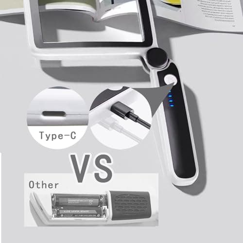 2 Pack Magnifying Glass with Light, Rechargeable Page Magnifier with 3 Light Modes Magnifying Glass for Reading Folding Handheld Lens with Clean Cloth Items for Grandma Grandpa Seniors Book Lovers view 6