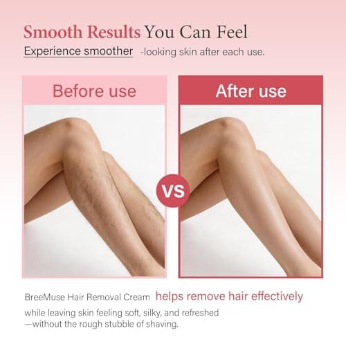 BreeMuse Hair Removal Cream for Women, Painless Depilatory Cream for Legs, Bikini Line & Underarms, Fast 5-10 Minute Body Hair Remover for Sensitive Skin with Moisturizing & Smoothing Formula view 4