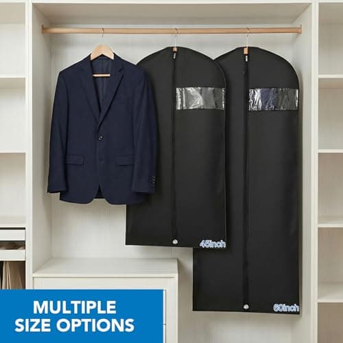 Dntorx 1 Pack Garment Bags with Clear Window, 45" Clothes Covers with Zipper, Transparent Hanging Suit & Coat Covers for Closet Storage, Jackets, Dresses, Windbreakers view 5