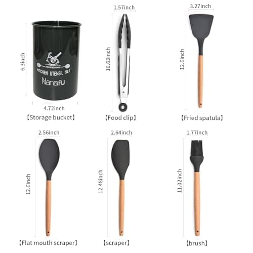Nanafu Silicone Cooking Utensils Set,12pcs Non-Stick Silicone Cooking Kitchen Utensils Spatula Set Heat resistant silicone kitchenware set suitable for non stick pot cooking view 6