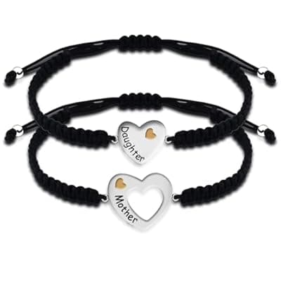 YLWJSP Mother’s Day Gifts Jewelry Mother and Daughter Bracelet Set Heart Matching Wish Bracelets for Mom Daughter