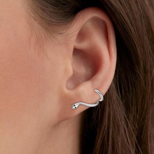 XIUQILAI 14K Gold Plated Stud Earrings for Women, with 925 Sterling Silver Posts, Heart/Butterfly/Snake Small Earring Lightweight Clip On Stud, Cartilage Helix Piercing view 3