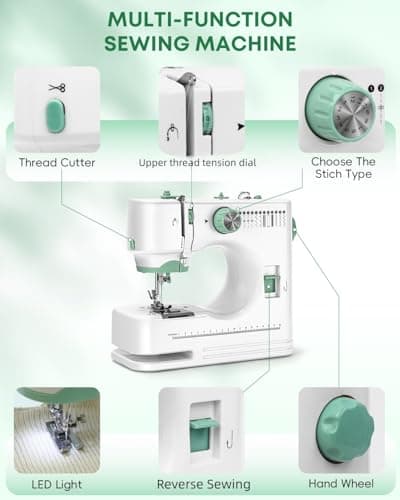 Jialiin Sewing Machine for Beginners -12 Built-in Stitches|42 PCS Accessory Kit,Foot pedal, Low/High-Speed,Portable Mini Sewing Machine for Home DIY,Quick Fix view 6