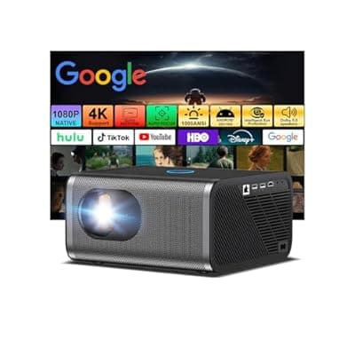 [Built-in Apps & Native 1080P] Smart Projector with WiFi and Bluetooth,Ultra-Bright 1000 ANSI,Auto Focus & Keystone Portable Outdoor Projector,Polaring 4K Support Dual Band Android Movie Projector