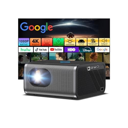 [Built-in Apps & Native 1080P] Smart Projector with WiFi and Bluetooth,Ultra-Bright 1000 ANSI,Auto Focus & Keystone Portable Outdoor Projector,Polaring 4K Support Dual Band Android Movie Projector — image 1