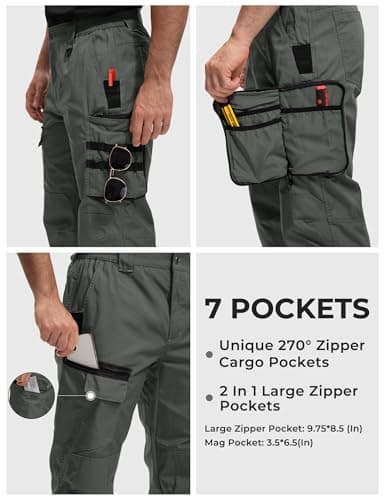 MOURCE Tactical Pants for Men Water Resistant Quick Dry BDU Cargo Pants with 7 Large Pockets Breathable Ripstop Work Hiking view 4
