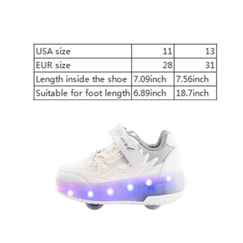 DZS Roller Shoes Sneaker LED Light Up USB Rechargeable with 2 Wheels Outdoor Sport for Boys Girls Kids Gift view 5