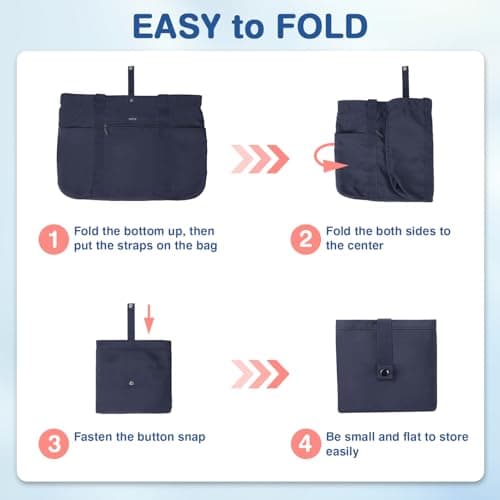 Voova Tote Bag for Women, Large Capacity Tote Bag with Zipper, Foldable Shoulder Bag Handbag for Work,Travel,Shopping,Beach view 4