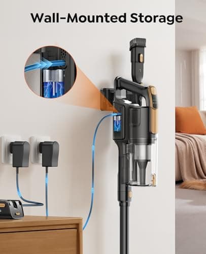 Cordless Vacuum Cleaner, 550W 45KPa 50Mins Vacuum Cleaners for Home, Powerful Stick Vacuum with Green LED Lights, Self-Standing & Anti-Tangle, Lightweight Vacuum for Pet Hair/Carpet/Hard Floor view 5