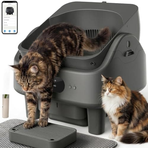 Automatic Litter Box, Smart Self Cleaning Cat Litter Box Anti-Pinch, 10 Safety Sensors, Large Cat Litter Boxs for Multiple Cats, 5G & 2.4G WiFi, 6" LED Display, Odor Control Robot, Grey — image 1