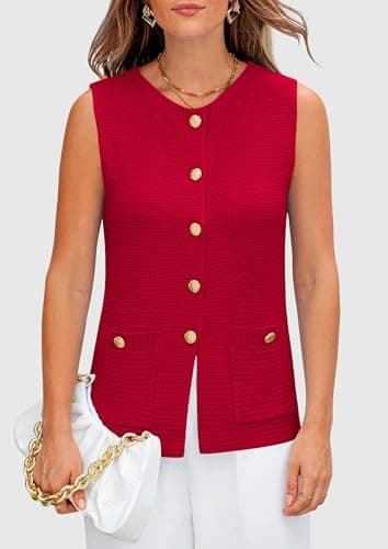 PRETTYGARDEN Women's 2026 Spring Sweater Vest Sleeveless Button Down Knit Cardigan Tank Tops Summer Business Casual Outfits view 5