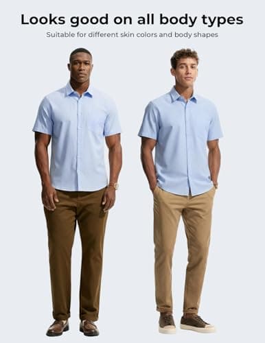 PJ PAUL JONES Mens Dress Shirt Casual Untucked Shirts Short Sleeve Button Down Shirt with Pocket view 6