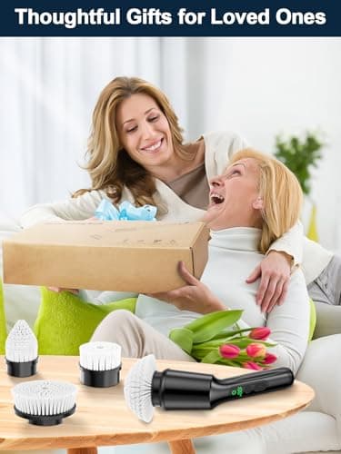 Shower Scrubber with Long Handle for Cleaning Bathroom, Electric Spin Scrubber Cleaning Brush with IPX7 Waterproof & 2Speed, 3Brush Heads, Bathroom Cleaning Supplies for Shower Tub Tile Toilet, Black view 6