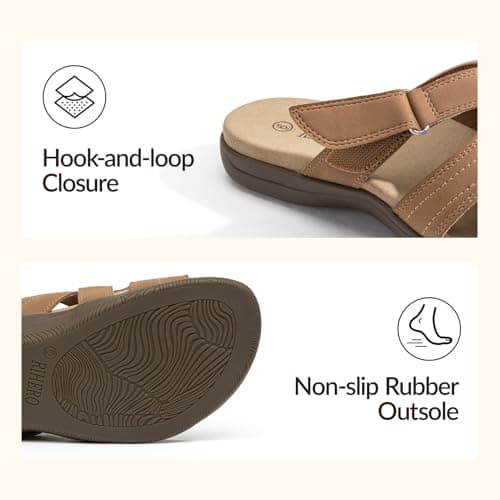 Rihero Women's Orthopedic Slide Sandals with Arch Support Orthotic Comfortable Adjustable Flat Sandals for Daily Work Walking view 4