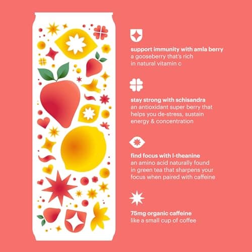 Heywell Sparkling Adaptogenic Water Energy and Focus, Strawberry Lemon Flavor 12 Fluid Ounce (Pack of 12) - Caffeinated, Organic, Non GMO, Vegan, Gluten Free, Dairy Free view 5