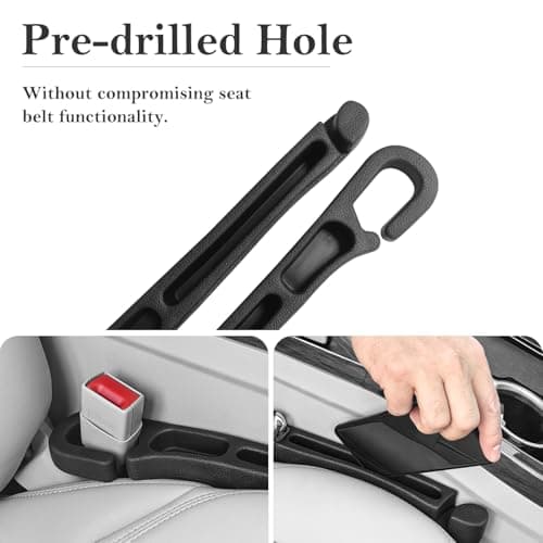 CGYISOL Car Seat Gap Filler 2 Pack with Organizer Hook, Car Seat Gap Plug Fills Gap Between Seat & Console Prevent Small Items & Tools from Falling Seat Side Gap Fits Cars, SUVs, Trucks & Sedans view 4