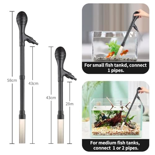 Small Gravel Vacuum for Aquarium, Adjustable Length Manual 80GPH Aquarium Gravel Cleaners, Low Water Level Fish Tank Water Changer with Suction Ball, Use for Fish Tank Cleaning Gravel and Sand view 5