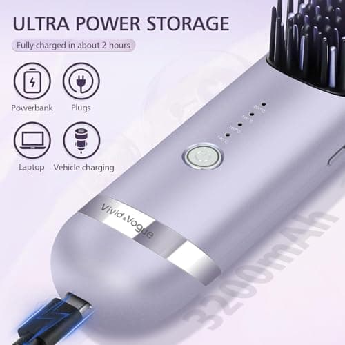 Cordless Hair Straightener Brush, 2 in 1 Curling & Straightening Brush with 200 Million Negative Ions, Mini Travel Hot Straightener Comb for Women, Fast Heating & Dual Voltage view 6