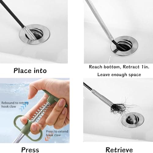 SHUOGUO Upgrade Drain Snake Hair Drain Clog Remover，76 Inch Flexible Claw Grabber Tool for Home Sink, Bathroom Tub,Drain, Toilet, Tight Spaces Unclogger Tool view 4