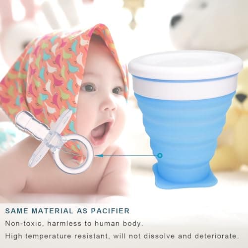 ZB.soar Foldable Water Cup with Lid, Food Grade Silicone,Small Portable Water Cup, Suitable for Camping, Traveling and Business Trips, Lightweight, Durable and Reusable (Blue) view 4