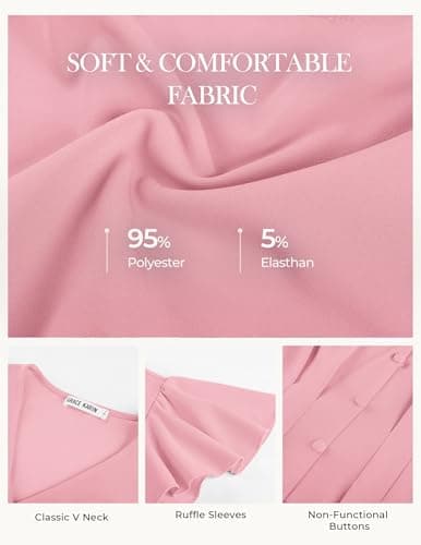 GRACE KARIN Summer Blouses for Women Dressy Casual, 2026 Ruffle Sleeve Peplum Tops, Business Work Shirt Fashion Clothing view 5