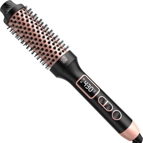 Nimmu Thermal Brush Curling Brush, 1.5" Heated Round for Blowout Look | Curling Iron with 10 Temperature Control, Hot Styler Dual Voltage for Travel, Dual PTC, Negative Ion Technology, Black Gold — image 1
