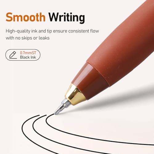 Niodel Gel Pens,6 Pcs Quick Drying Black Ink Medium Point 0.7mm Pens,Smooth Writing Pens with Silicone Sheath,Silent Click Pen Set for Journaling Note Taking (style_1) view 6