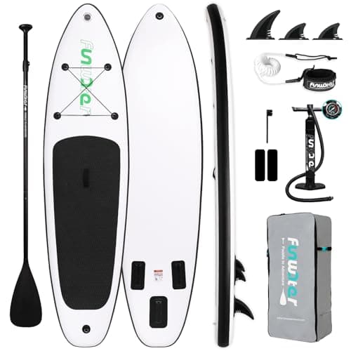 FunWater SUP Inflatable Stand Up Paddle Board 10'6×33"×6" Ultra-Light Inflatable Paddleboard with ISUP Accessories,Fins,Adjustable Paddle, Pump,Backpack, Leash