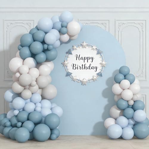 Dusty Blue Sand White Balloon Garland Arch Kit Light Blue White Balloons for Wedding Baby Shower Gender Reveal Birthday Party Decorations view 5