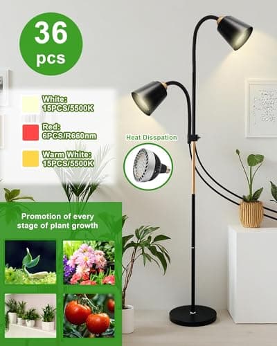 Arikashin Standing Plant Grow Light, LED Growing Light Full Spectrum for Indoor Plants，4/8/12H Timer, 10-Level Brightness,Flow Grow Light for Tall Large Indoor Plants view 5