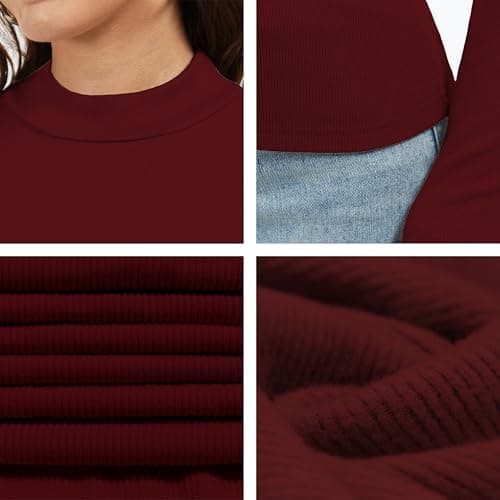 Jeqeocafy Women's Knitted Rib Mock Neck Long Sleeve Tshirt Fall Fashion Basic Thermal Underwear Tops Winter Clothes 2026 view 2