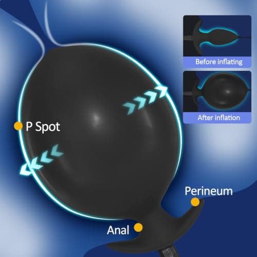 Silicone Inflatable Butt Plug,Black Anal Plug with Rolling Steel Ball view 5