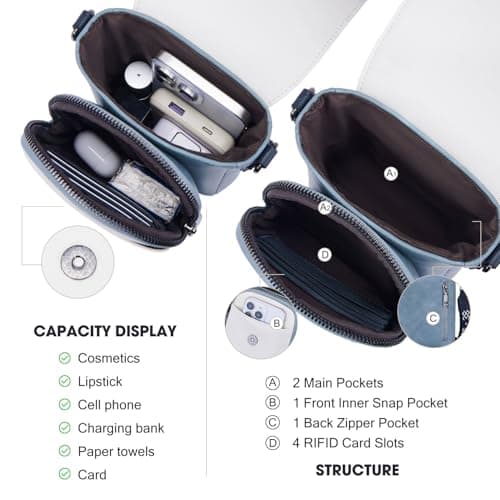 POIUGOYA Small Crossbody Bags for Women Trendy,Leather Triple Compartment Cell Phone Crossbody Wallet Purses with Card Slots | Small, Trendy, Triple Compartment, Cell Phone, with Card Slots, Small view 5